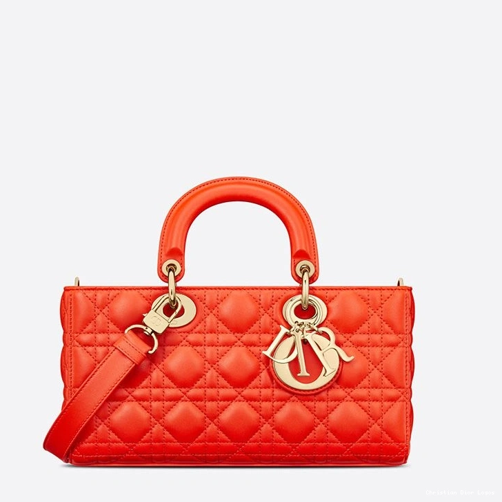 Cheap Medium Lady Bag Orange Cannage Lambskin D-Joy 0717 Luxury